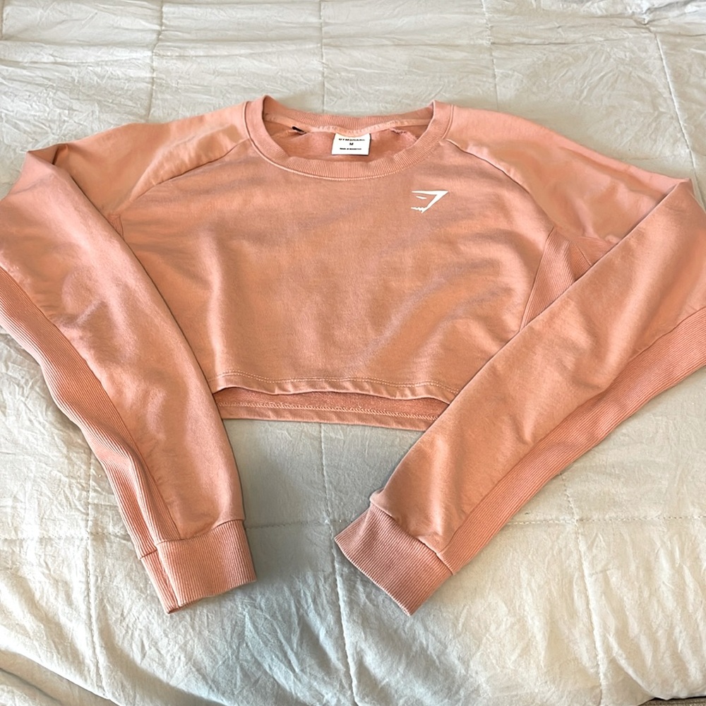 Gymshark Training Cropped Sweater size M pink-white-mauve